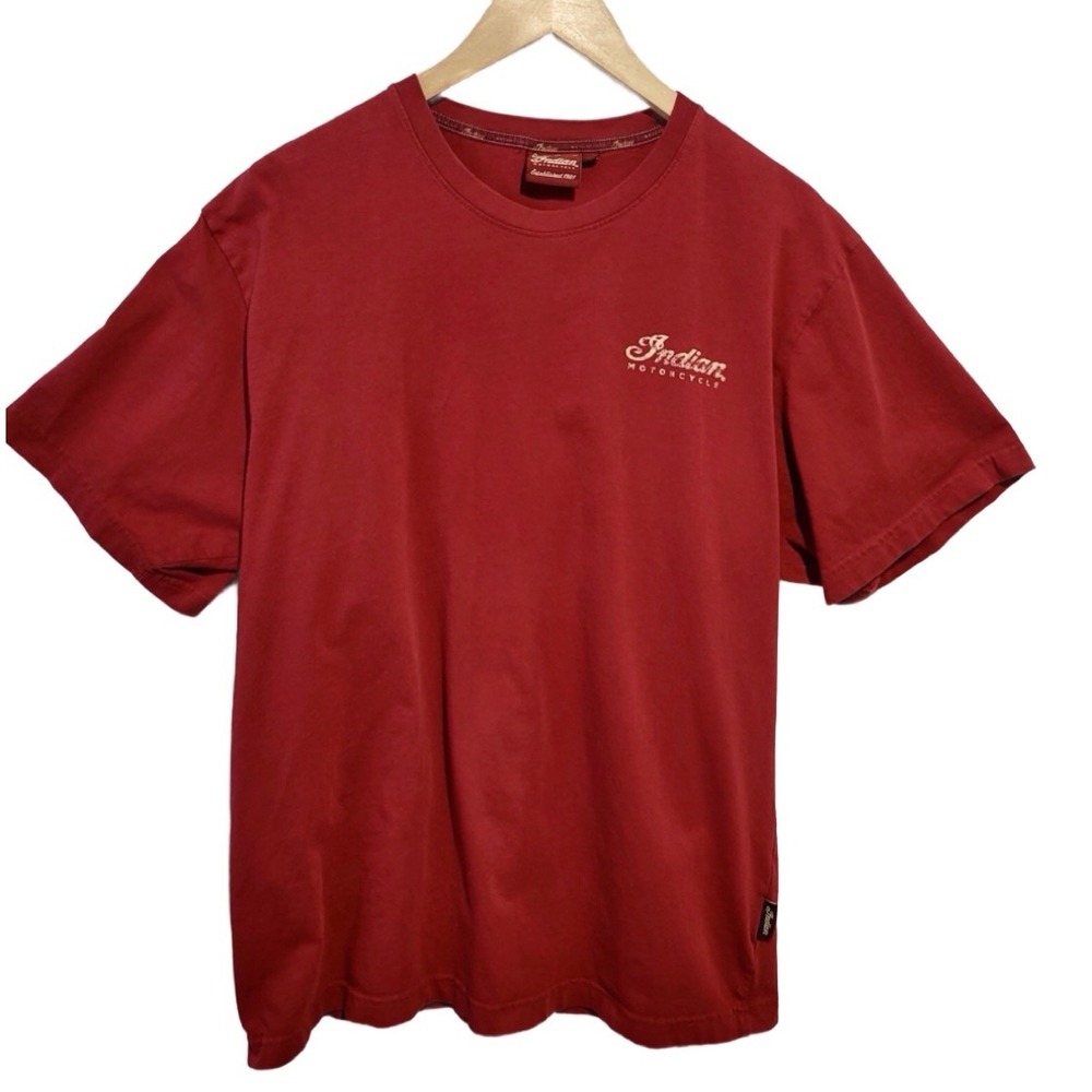 Indian Motorcycle Men's Shield Graphic‎ T-shirt Red Short Sleeve Size L